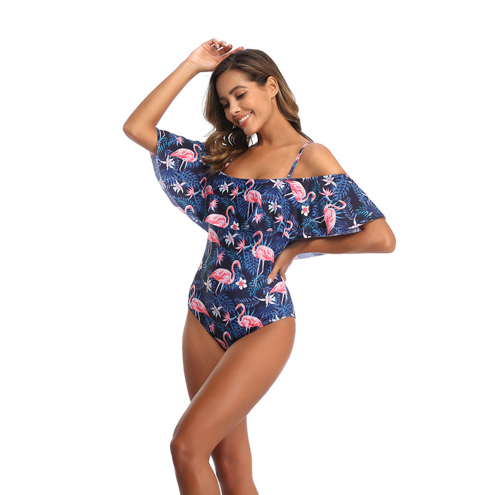 Women's One-Piece Swimsuit with Ruffle Details and Floral Pattern StylebySassy