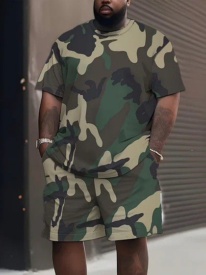 Men's casual leisure two-piece set with large smiley sunglasses print StylebySassy