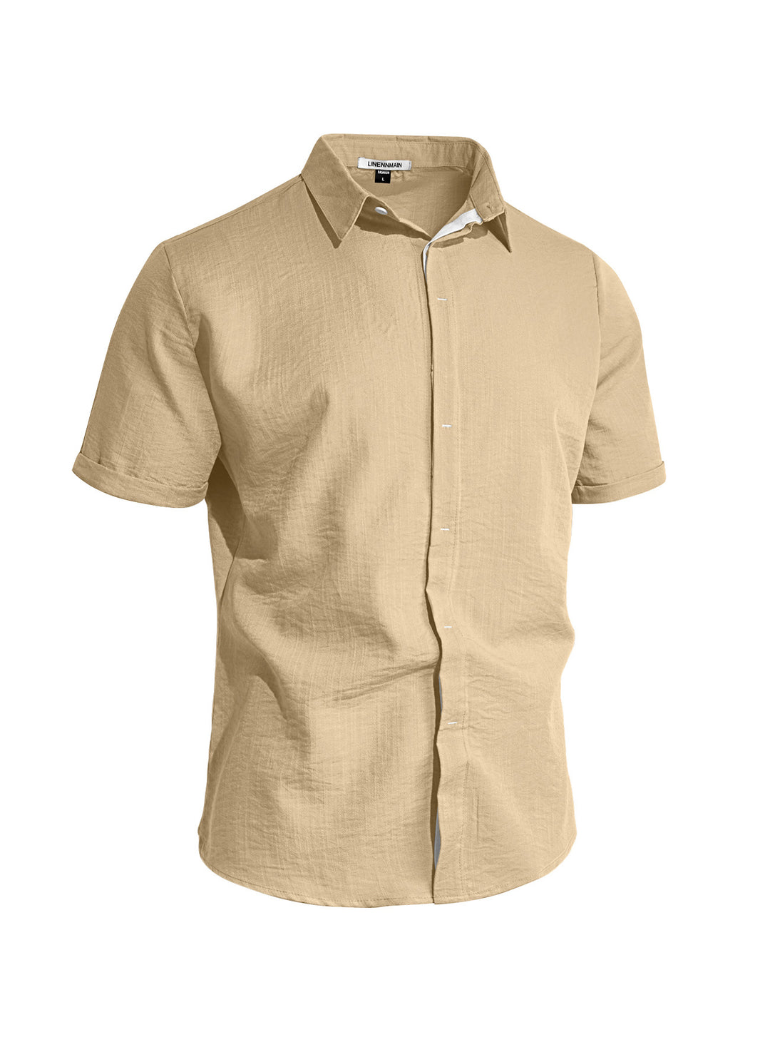 Men's breathable linen shirt with kent collar and rolled-up sleeves StylebySassy