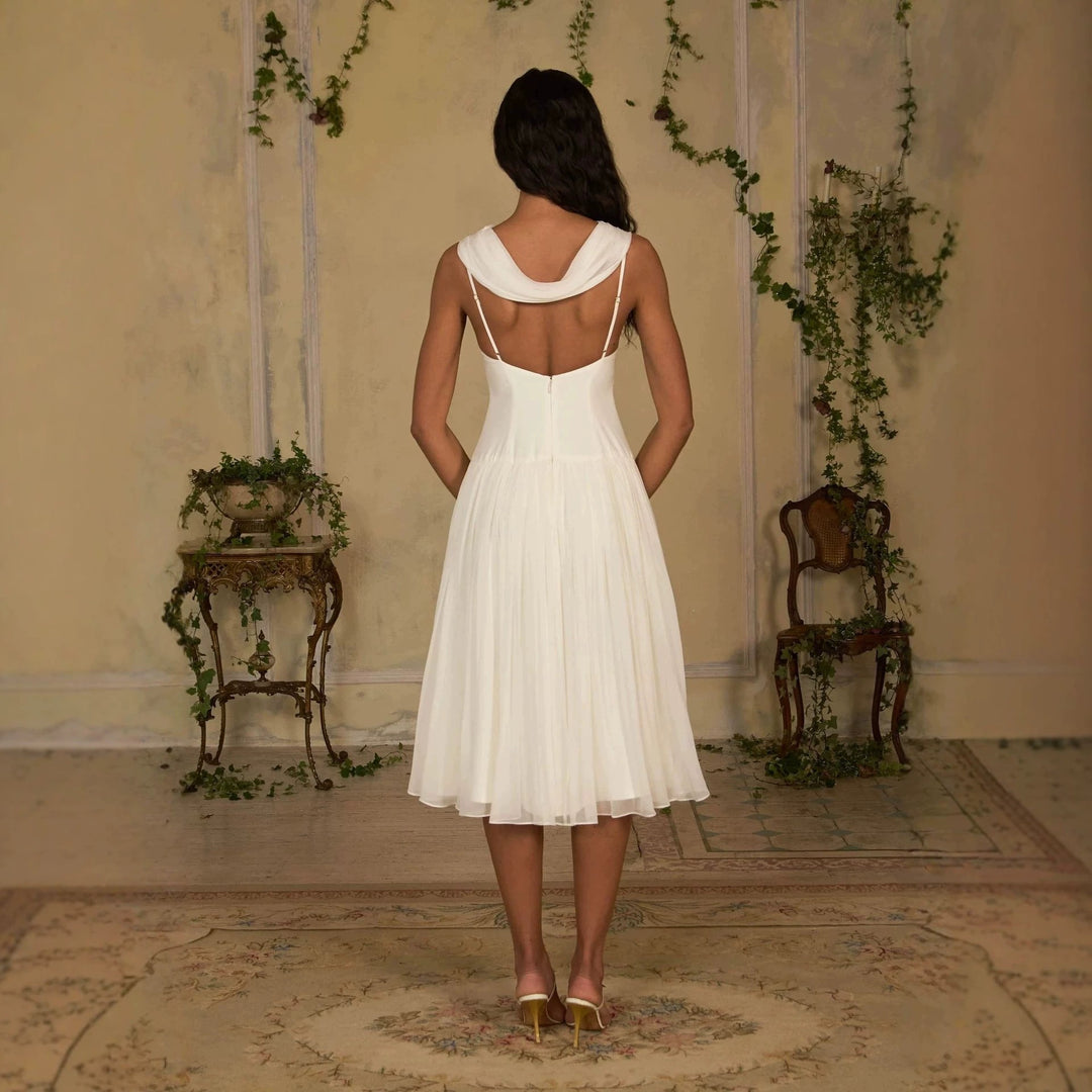 Ladies Elegant Midi Dress with Off-Shoulder Design and Flowing Skirt StylebySassy