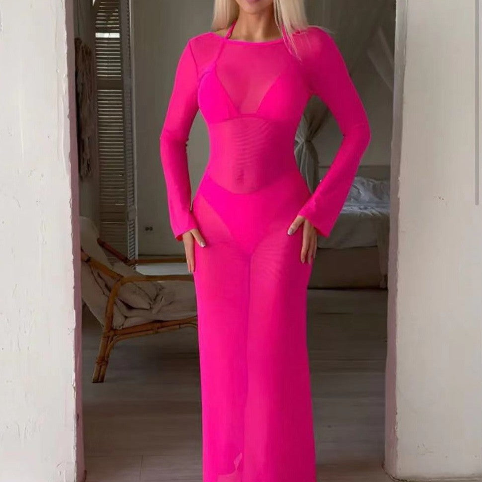 Women Long Sleeve Transparent Beach Dress StylebySassy