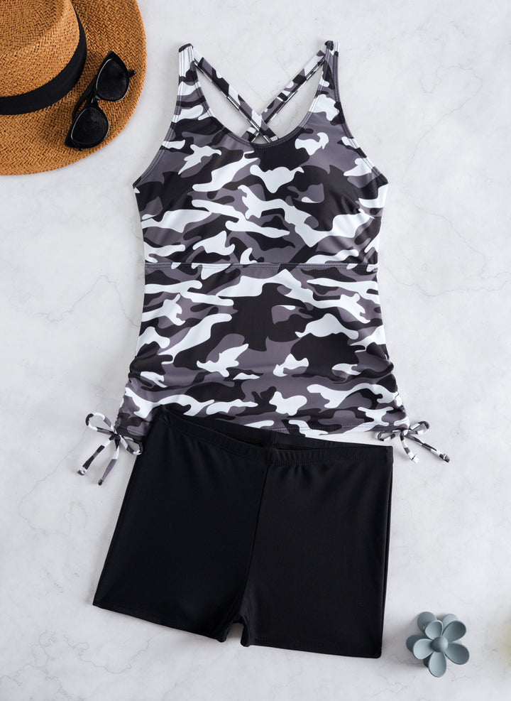 Ladies Tankini Set with fashionable floral design and comfortable shorts StylebySassy