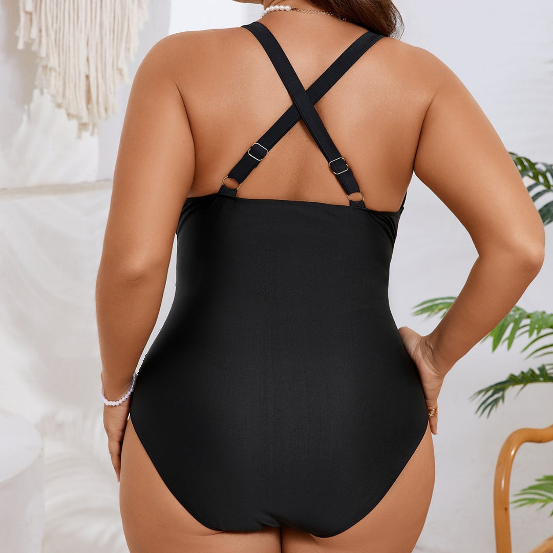 Ladies One-Piece Swimsuit with Floral Décolleté StylebySassy