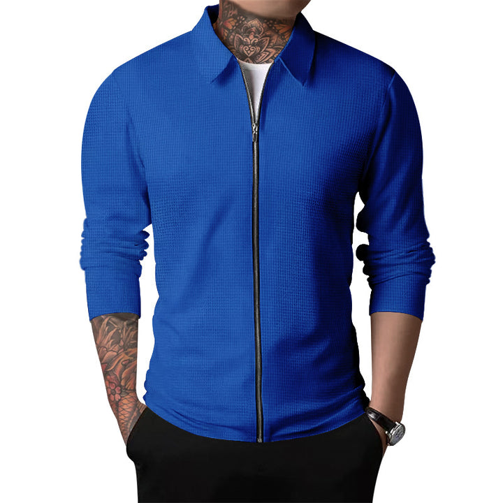 Men's nano structured shirt jacket with waffle structure, full-length zipper and slim fit StylebySassy