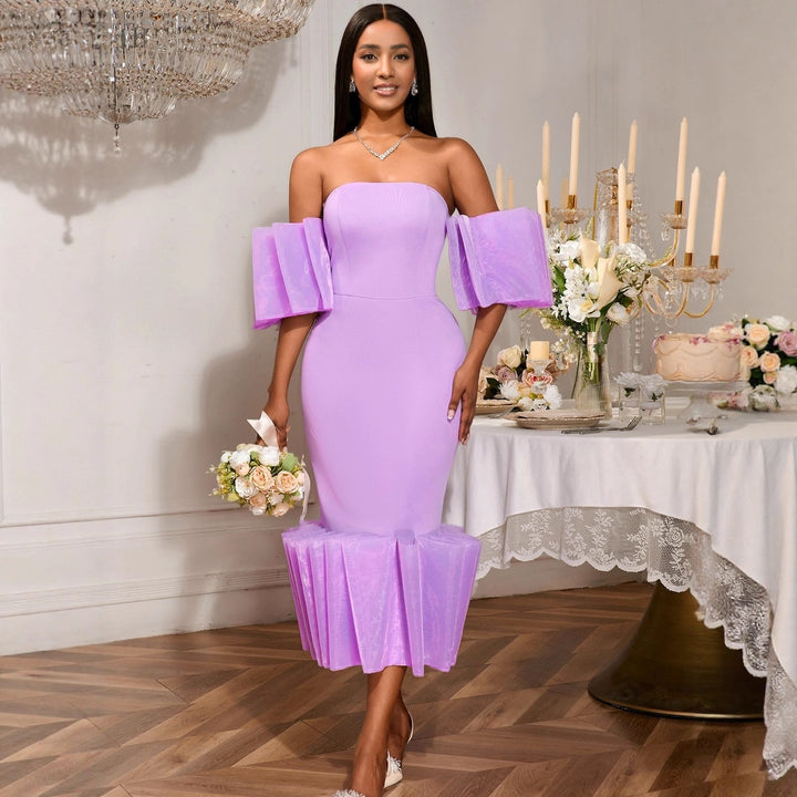 Women Elegant Dress with Voluminous Ruffled Sleeves StylebySassy