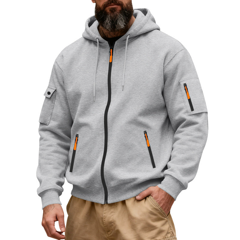 Men's functional hoodie sweat jacket with full zip and arm pocket StylebySassy