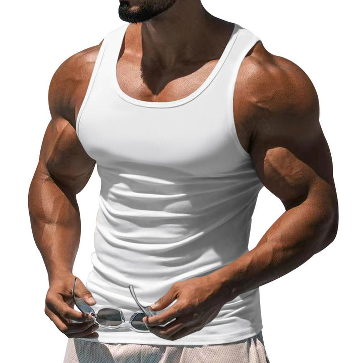 Men's figure-hugging functional tank top with high armholes and stretch jersey StylebySassy