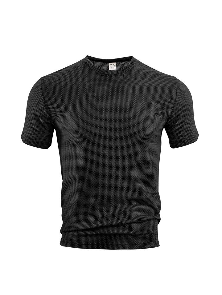 Men's waffle structure T-shirt with round neckline and body-hugging fit StylebySassy