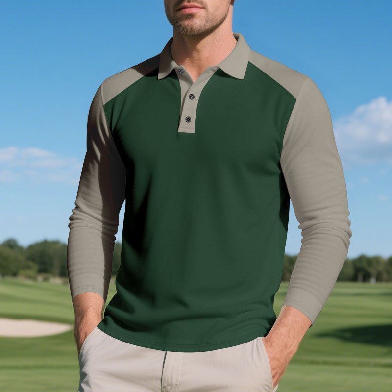 Men's long-sleeved raglan polo made of functional jersey with sporty button placket StylebySassy