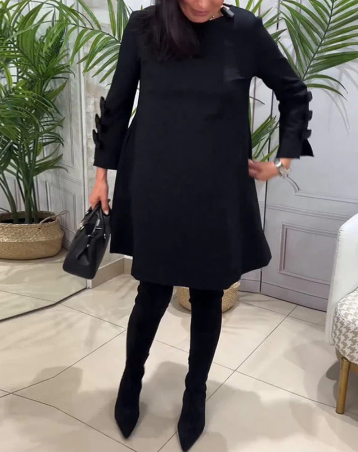 Women's A-line tunic dress with layered decorative flounce sleeves StylebySassy