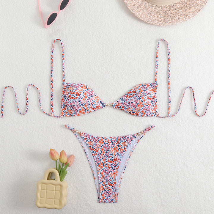 Women’s Triangle Bikini with adjustable straps and elegant floral print StylebySassy
