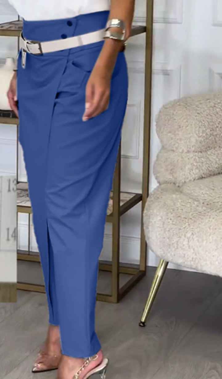 Women's high-waisted ankle-length pencil skirt with front pleat and side pockets StylebySassy