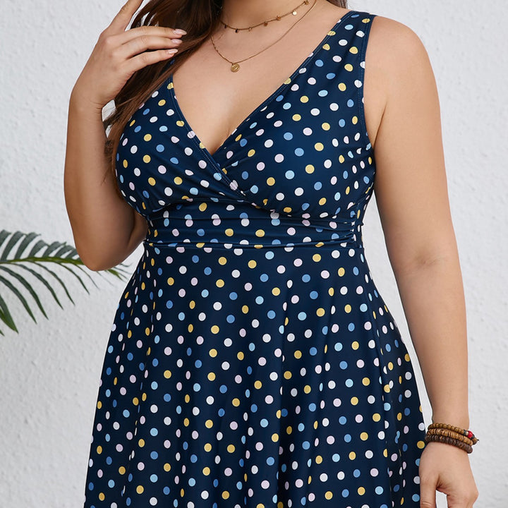 Women's summer beach dress with stylish V-neck and polka dot design StylebySassy