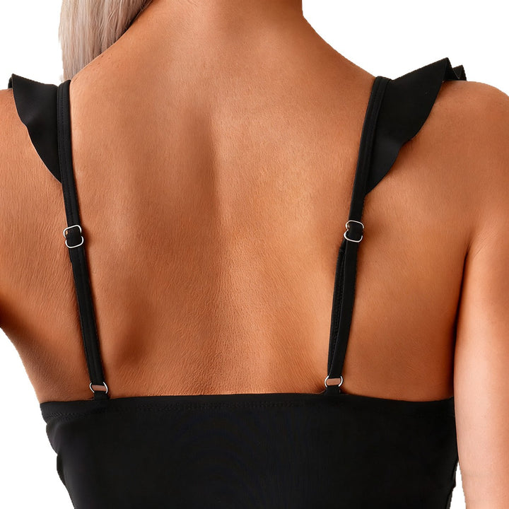 Women's Flowing Swim Top with Ruffles and Matching Skirt StylebySassy