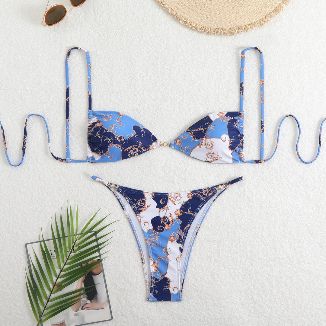 Women’s Triangle Bikini with adjustable straps and elegant floral print StylebySassy