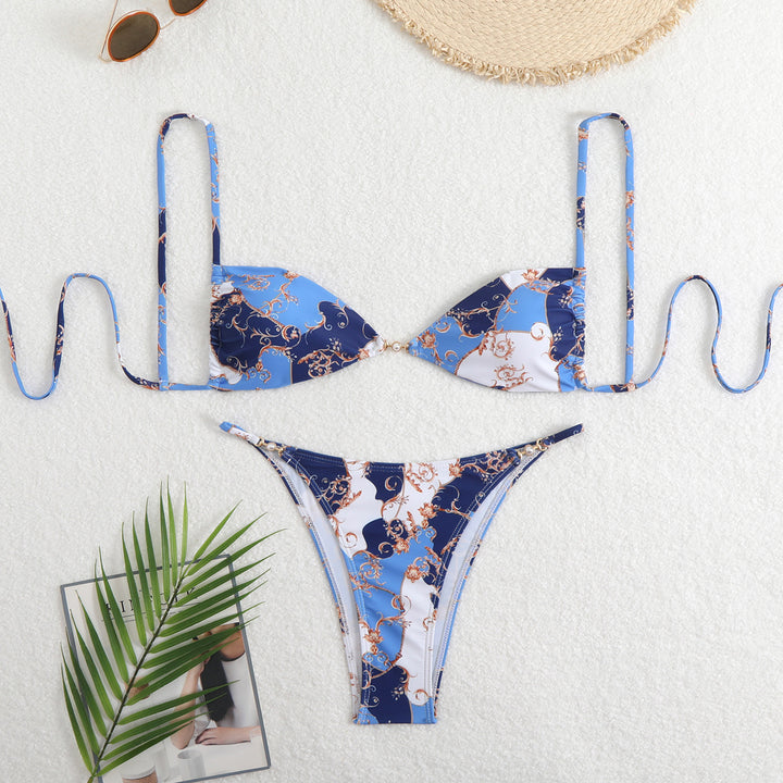 Women’s Triangle Bikini with adjustable straps and elegant floral print StylebySassy