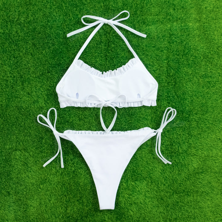 Women's triangle bikini with ruffles and adjustable straps StylebySassy