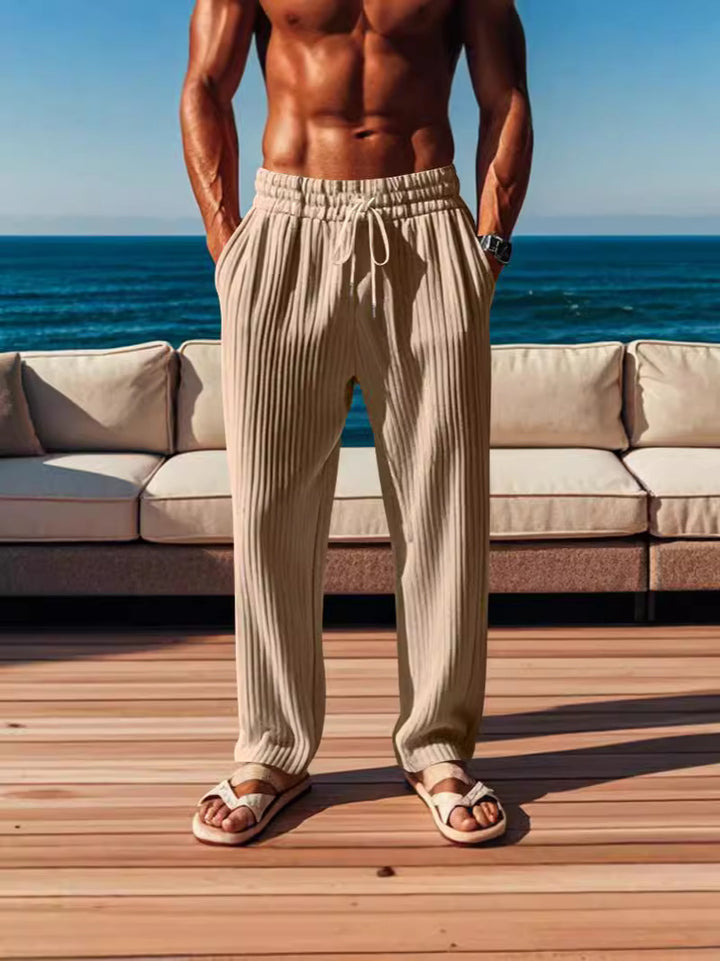 Men's ribbed comfort lounge pants with straight cut drawstring waist and deep side pockets StylebySassy