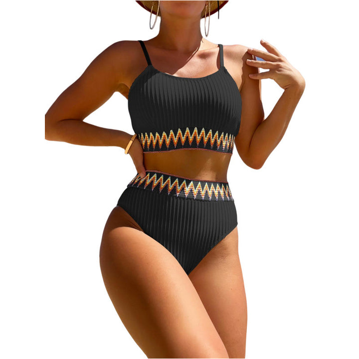Women's High-Waisted Bikini Set with Refined Decorative Details StylebySassy