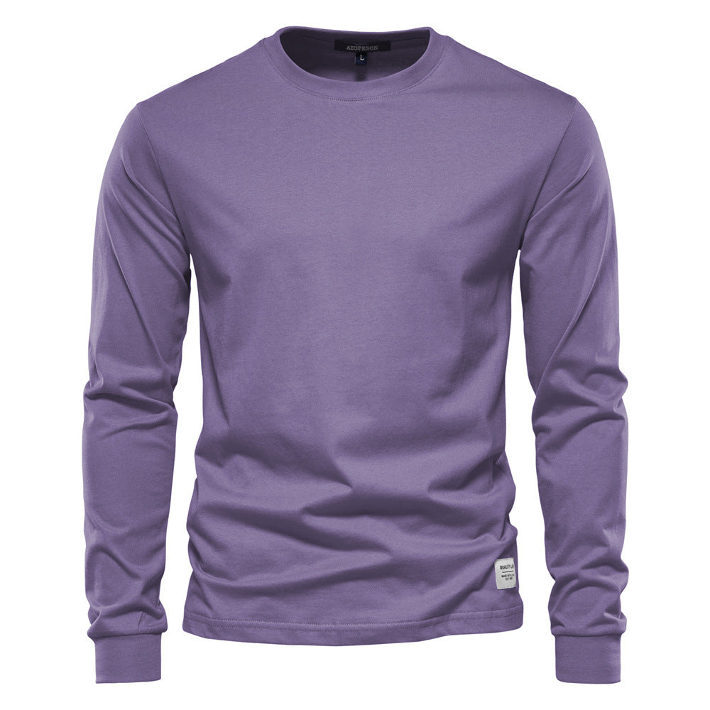 Men's classic long-sleeved cotton shirt with round neck and elastic cuffs StylebySassy