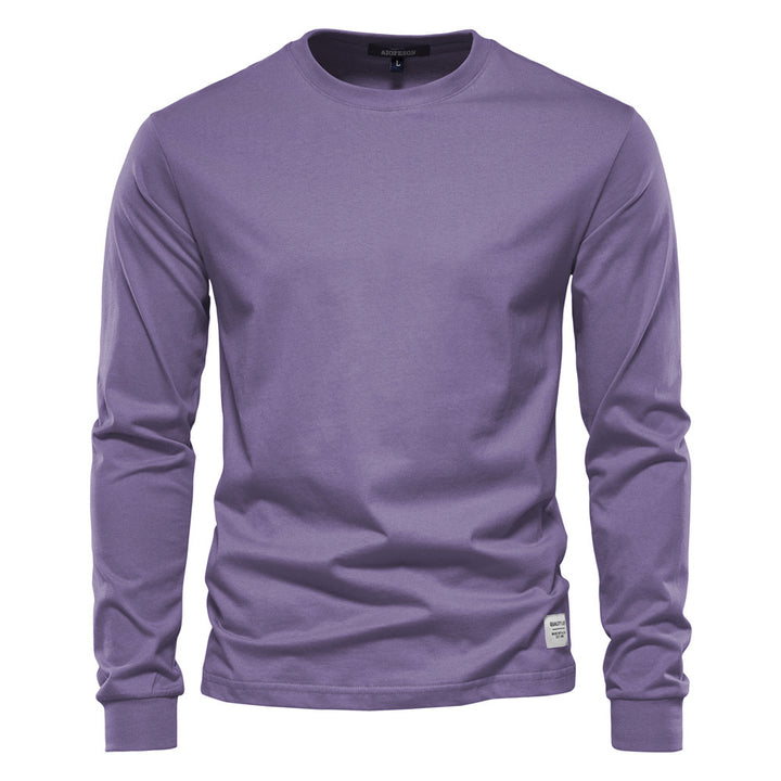 Men's classic long-sleeved cotton shirt with round neck and elastic cuffs StylebySassy