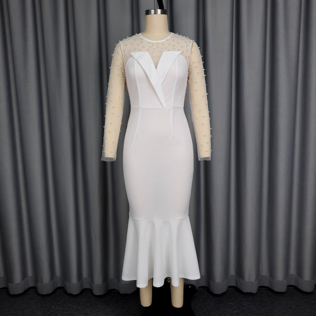 Women Elegant Wedding Dress with Transparent Puff Sleeves and Waist Belt StylebySassy