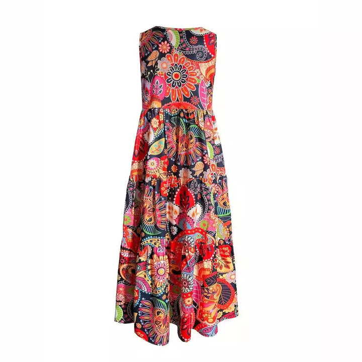 Women's layered Boho maxi dress with V-neck and gathered underbust seam StylebySassy