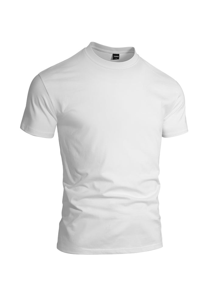 Men's close-fitting round neck basic shirt made of single jersey with reinforced neckband StylebySassy