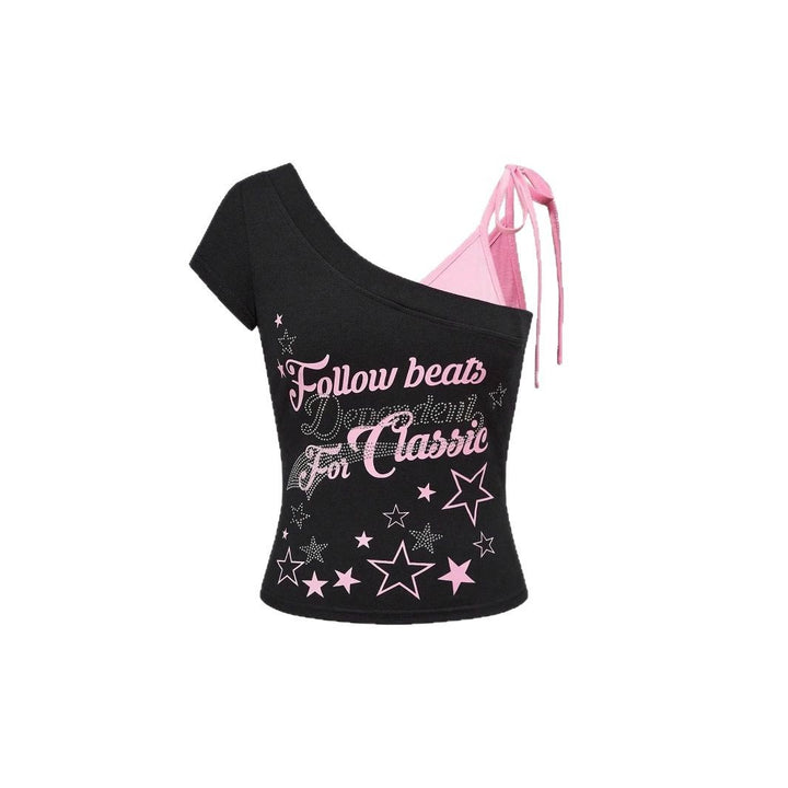 Women's Trendy Off-Shoulder Top with Impressive Graphic Design StylebySassy