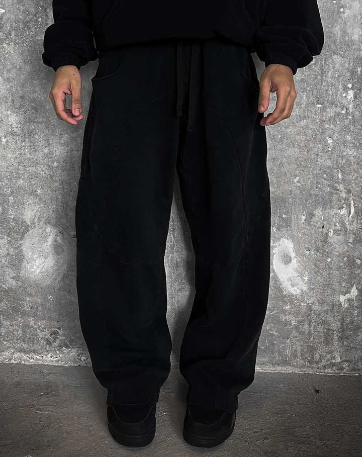 Men's Nan Oversized Leisure Joggers with Curved Seam Details, Drawstring Waistband and Elastic Leg Openings StylebySassy