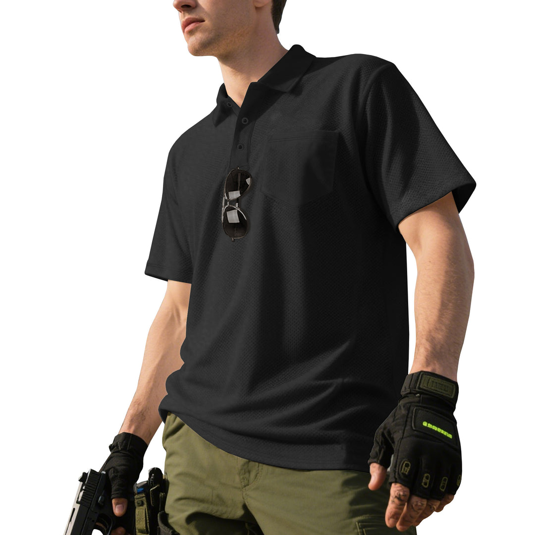 Men's functional short-sleeve polo shirt with breast pocket, integrated pen loop and micro-perforated ventilation StylebySassy