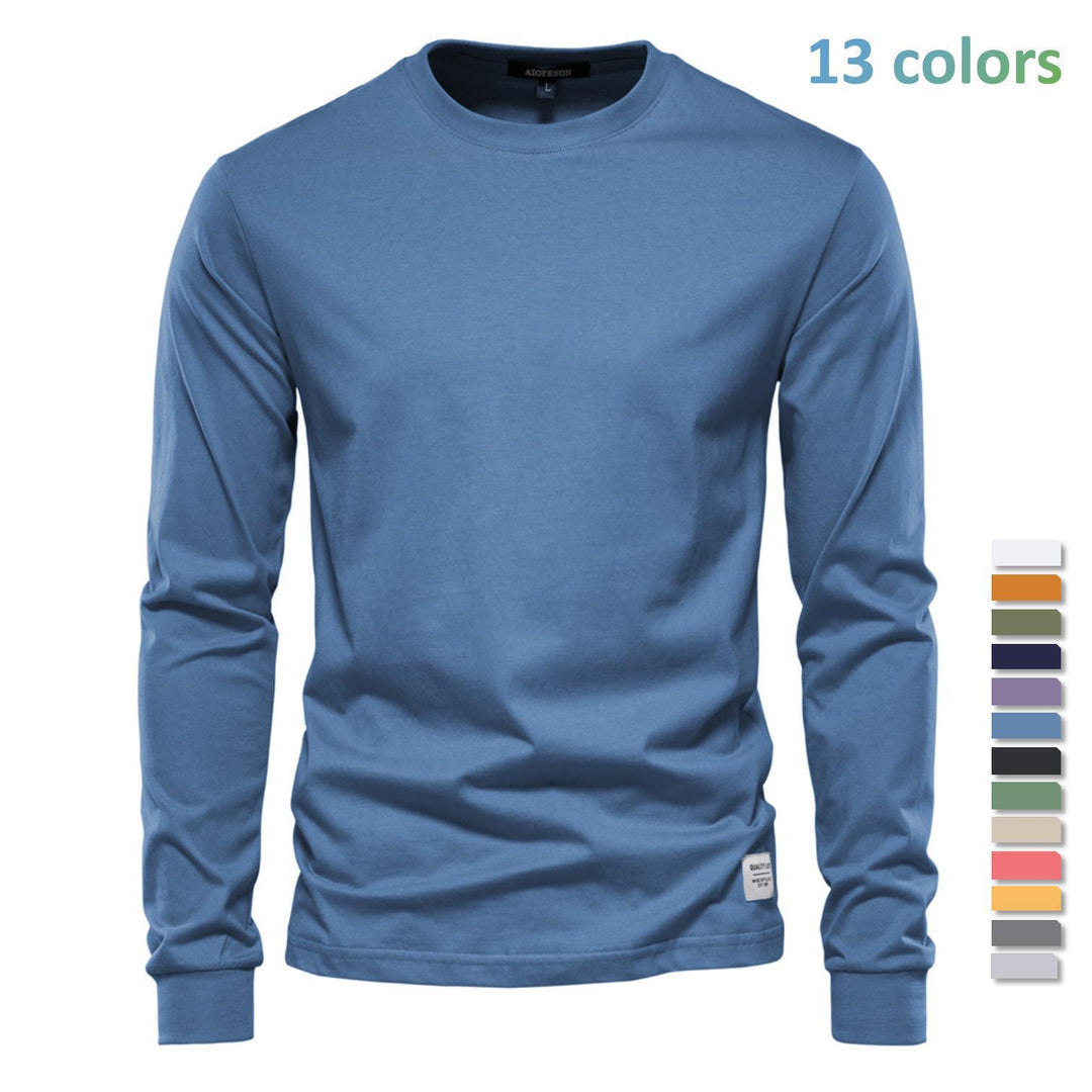 Men's classic long-sleeved cotton shirt with round neck and elastic cuffs StylebySassy
