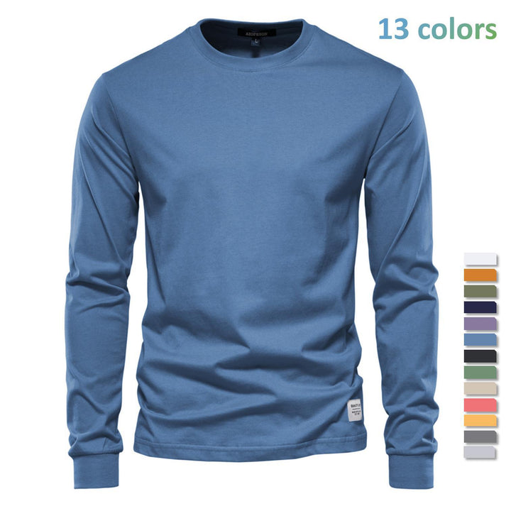 Men's classic long-sleeved cotton shirt with round neck and elastic cuffs StylebySassy