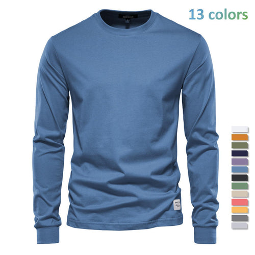 Men's classic long-sleeved cotton shirt with round neck and elastic cuffs StylebySassy