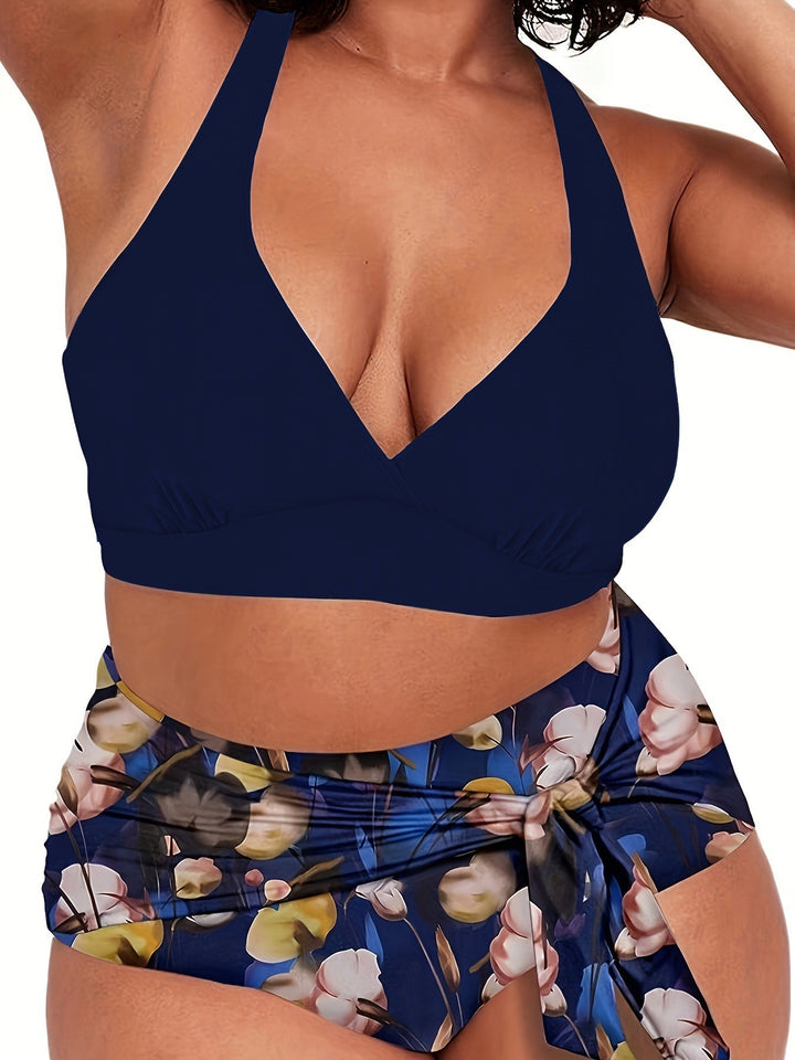 Women's Two-Piece Swim Outfit with Casual Wrap Skirt StylebySassy