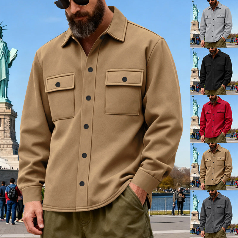 Men's casual shirt jacket made of cotton blend with applied chest pockets StylebySassy