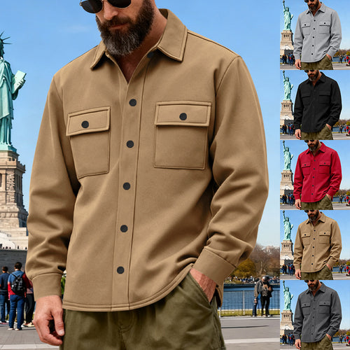 Men's casual shirt jacket made of cotton blend with applied chest pockets StylebySassy