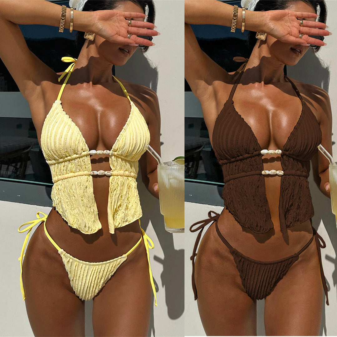 Women's bikini set with elegant wrap design and fashionable accents StylebySassy