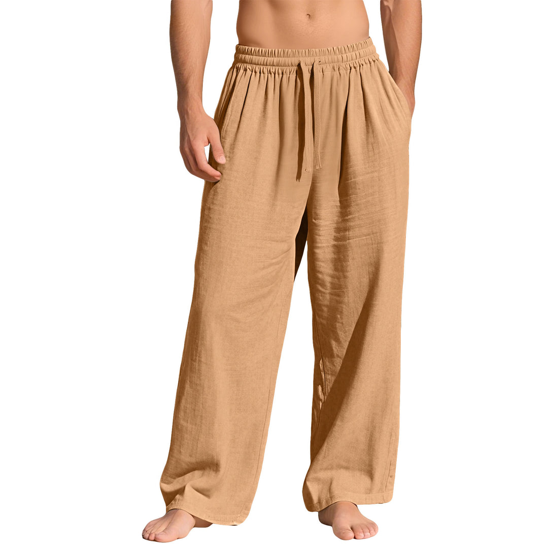 Men's lightweight linen lounge pants with elastic waistband and side pockets StylebySassy