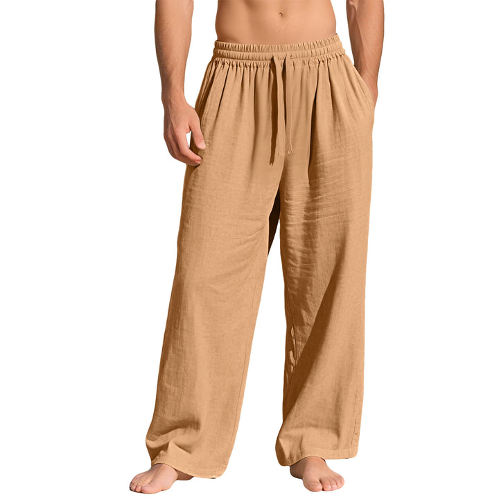 Men's lightweight linen lounge pants with elastic waistband and side pockets StylebySassy