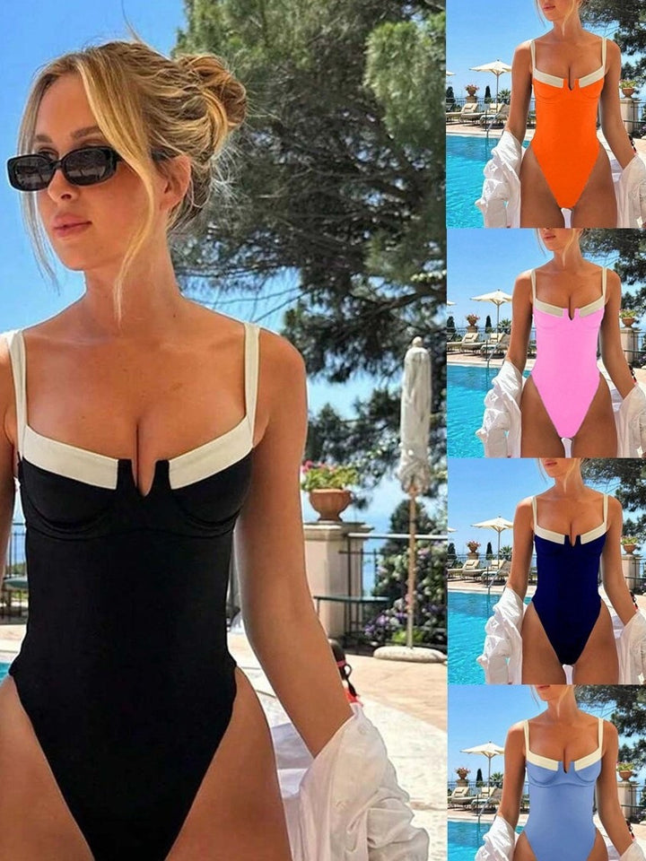 Women One-Piece Swimwear with Elegant Contrast Details StylebySassy