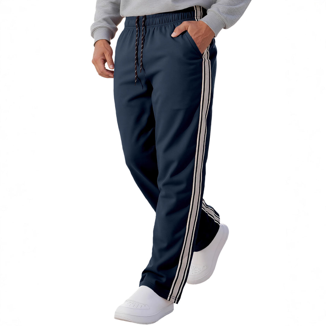 Men's Nan Retro Track Pants with Tapered Leg, Elastic Waistband, Drawstring, and Side Stripes StylebySassy