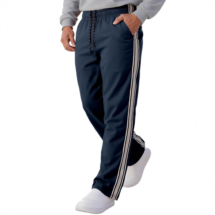 Men's Nan Retro Track Pants with Tapered Leg, Elastic Waistband, Drawstring, and Side Stripes StylebySassy