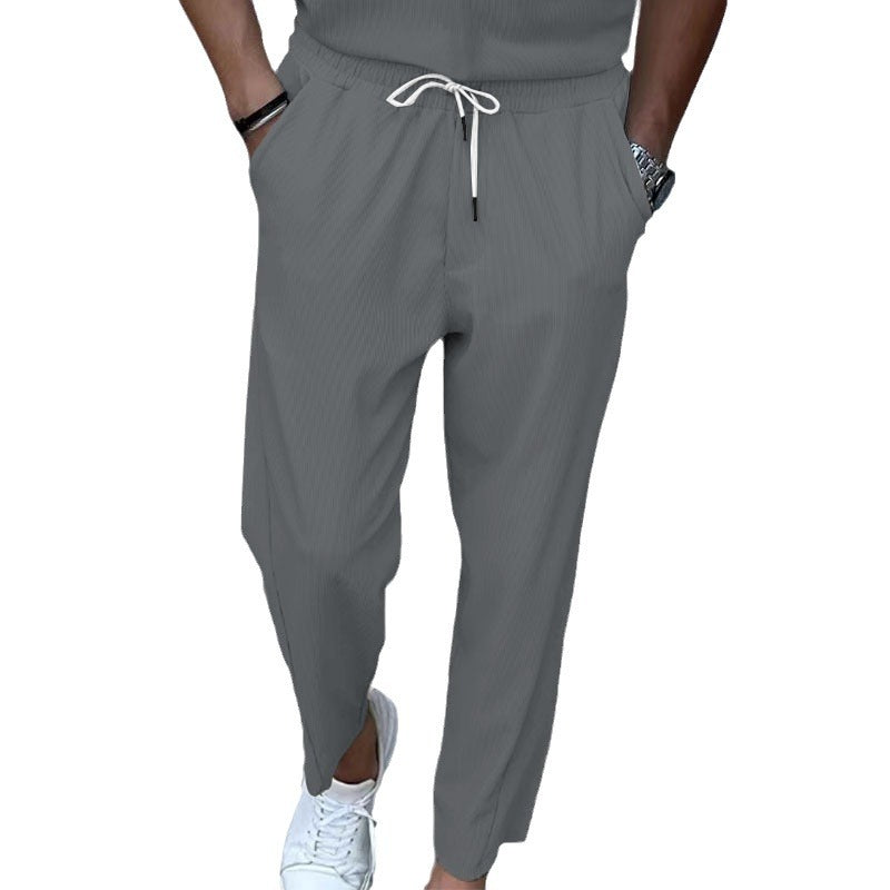Men's lightweight linen pants with drawstring, elastic waistband, and straight cut StylebySassy