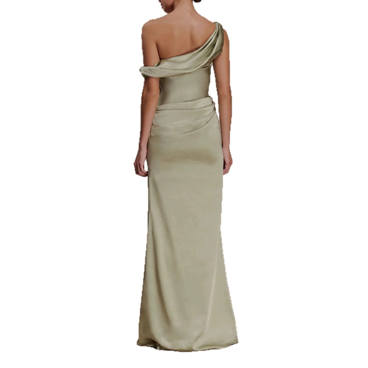 Women Elegant Asymmetrical Maxi Dress with Sophisticated Draping StylebySassy