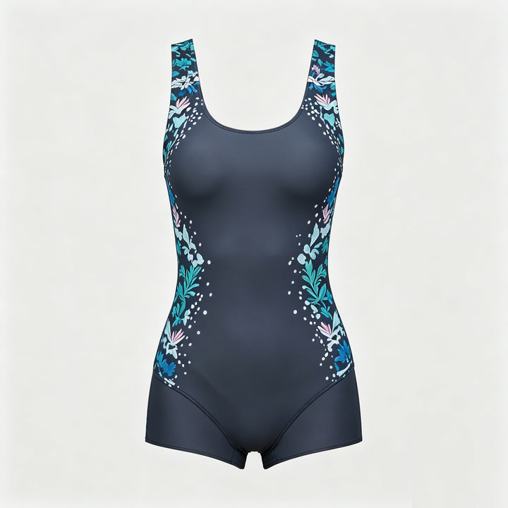 Women's Sporty One-Piece Swimsuit with Floral Design StylebySassy