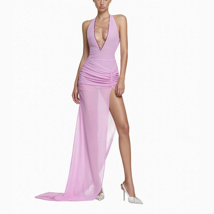 Women Elegant Wrap Dress with Deep V-Neck and Ruching StylebySassy