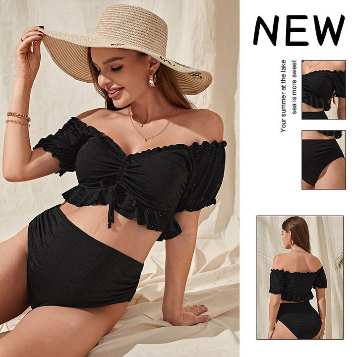 Women's High-Waisted Bikini with Casual Puff Sleeve Top StylebySassy
