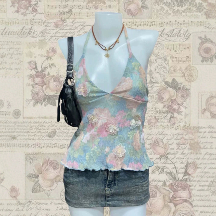 Ladies delicate summer top with floral details StylebySassy