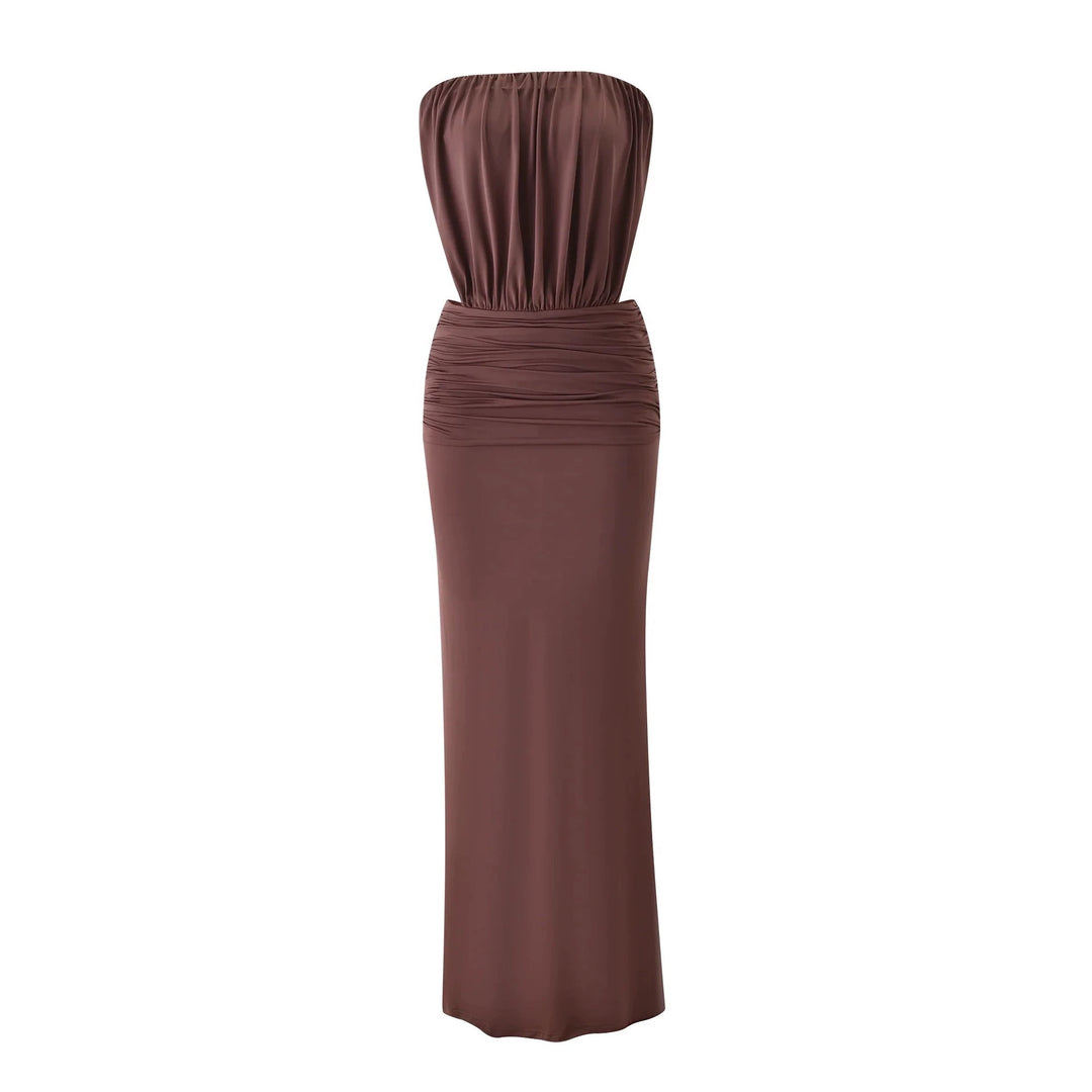 Ladies Long, figure-hugging Maxi Dress with gathered bodice StylebySassy